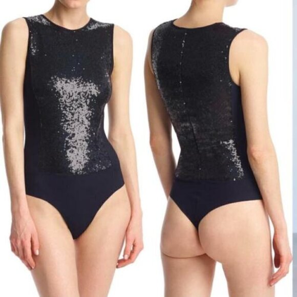 COMMANDO Sequin Signature Black Bodysuit / Top New Size Small - Picture 2 of 14